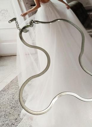 Стальная цепочка на шею цепочка сталь под серебро колье минимализм