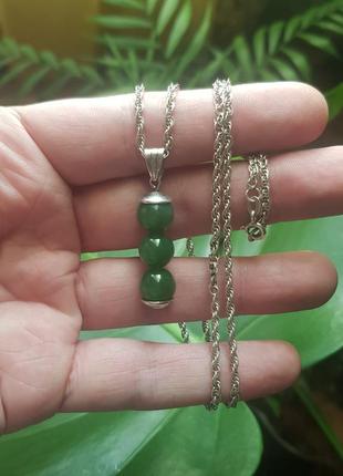Срібна підвіска з каменю та ланцюжок 925 проба