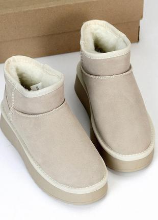 Sale оригінальні жіночі бежеві угги зимові теплі на хутрі зима