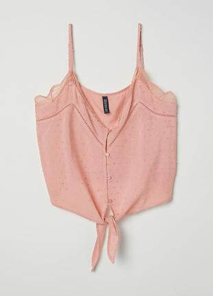 Топ с мережкой h&m v-neck strappy top with lace - m