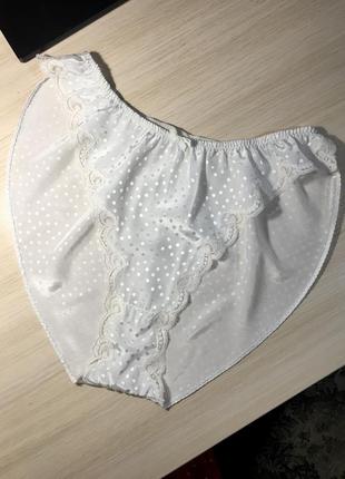 Винтажные сатиновые трусики с кружевом - xl