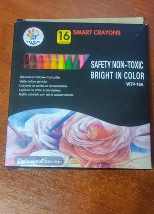 Крейони набір воскові олівці 16 smart crayons гумка восковые пластикові