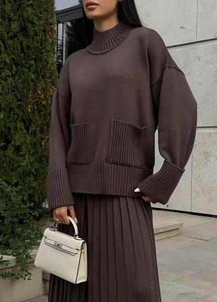 Костюм брюки та светр бавовна/мерінос шоколад