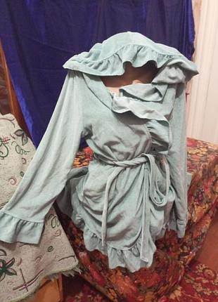 Мятный халат рюши
