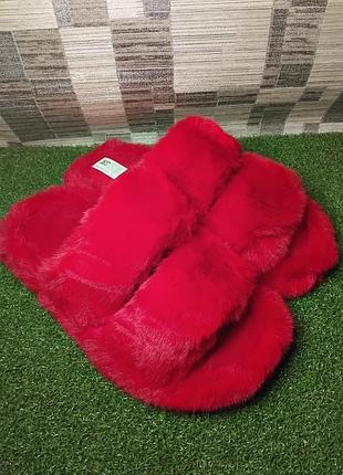 Меховые тапочки (2 полоски)