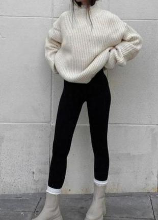 Супер теплые бесшовные термолосины на плотном меху с высокой посадкой