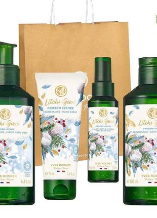 Набор для тела морозный личи ив роте гель спрей крем мыло yves rocher