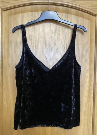 Чёрная мягчайшая бархатная майка топ блуза 46-50 р