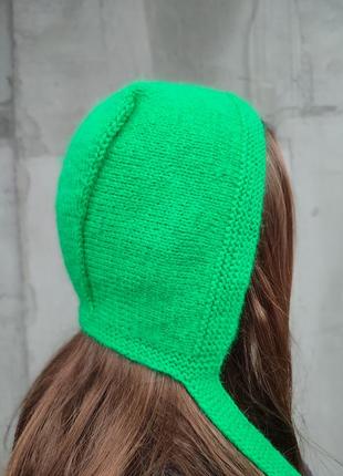 В'язаний чепчик ручної роботи пух норки