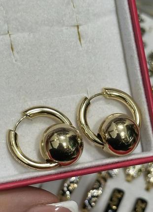 Серьги с большими шариками из медицинского золота