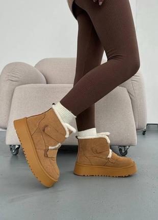 Женские замшевые угги сноубутсы луноходы