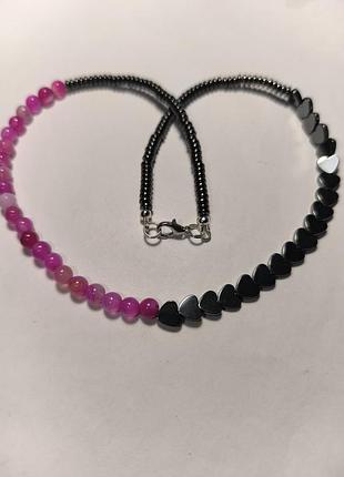 Ожерелье из гематита и агата