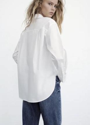 Zara белая рубашка оверсайз, сорочка оверсайз, блузка, блуза, обьемная рубашка, рубашка бойфренд