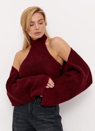 В'язаний комплект із балеро та топом під шию