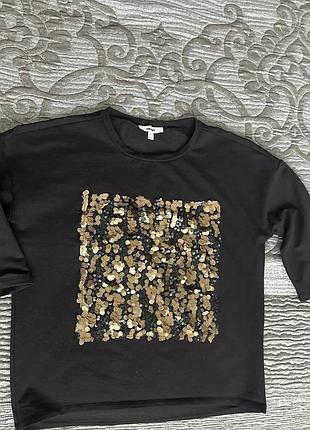 Черная футболка koton c пайетками