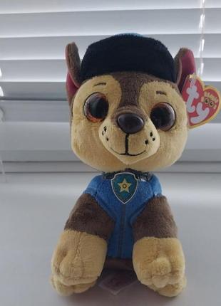 Мягкая игрушка ty beanie boo's собака гонщик чейз щенячий патруль собачка пёс гончик собачий патруль