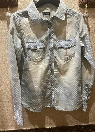 Сорочка джинсова в горох