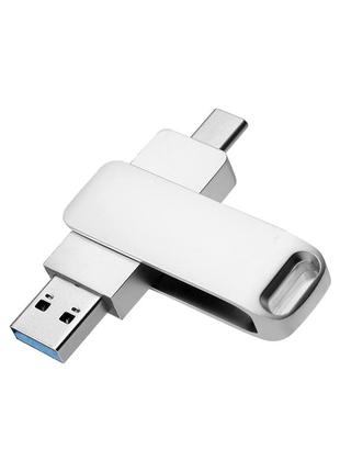 Флеш пам'ять usb longxinda lxd-101-256 256gb usb 3.1 + type-c silver