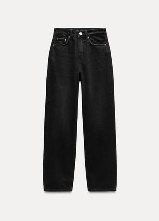 Чорні жіночі прямі джинси zara mom fit