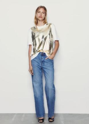 Оверсайз футболка з золотом zara размер s,м