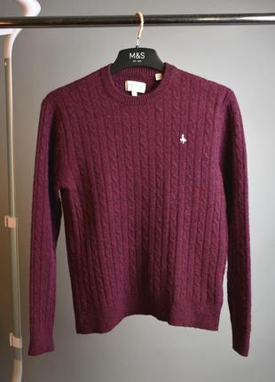 Jack wills женский свитер из овечьей шерсти плотный бордовый размер м