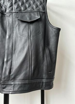 Мужской кожаный жилет мужской кожаный байкерский malparidos clubber diamond plane...