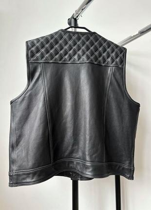 Мужской кожаный жилет мужской кожаный байкерский malparidos clubber diamond plane...
