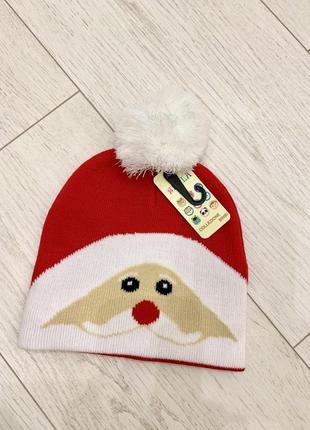 Детская зимняя новогодняя шапка с дедом морозом санта клаус1 фото