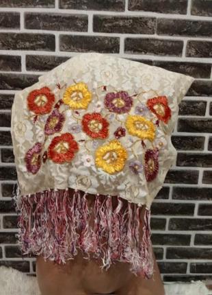 Шарф кружево,бисер 3