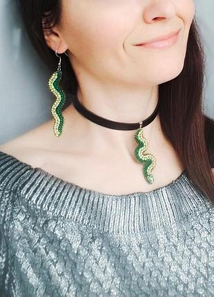 Вечерние серьги из страз <unk> snake<unk>