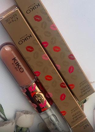 Стойкая жидкая нюдовая матовая помада и блеск 2 в 1 kiko milano unlimited double touch 147