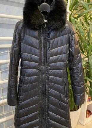 Пуховик moncler зимний натуральный пух натуральный мех