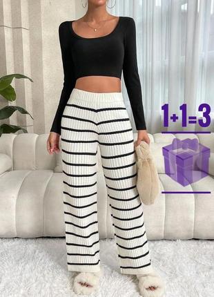 Плотные трикотажные штаны в полоску shein xs