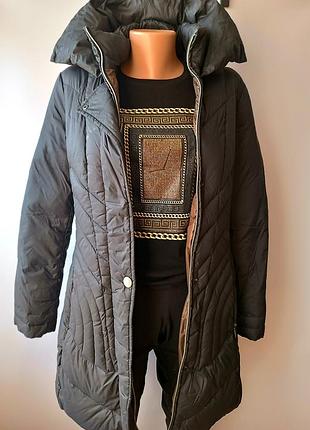 Брендовая удлиненная куртка . р 46 . пух-перо