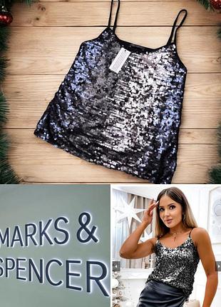Красивая нарядная майка топ в паетках m&s collection этикетка