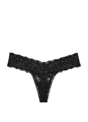Чорні мереживні трусики стрінги victoria's secret  розмір - м
