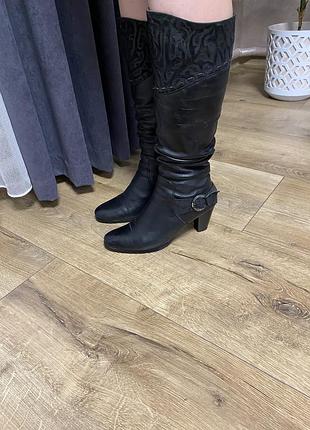 Кожаные зимние сапоги