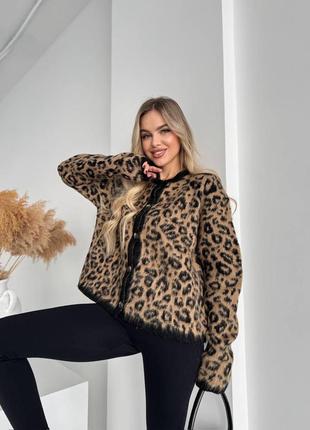 Леопардовый кардиган на пуговицах из мягкой ткани. 🐆2 фото