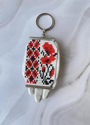 Брелок з бісеру,маки,вишиванка.