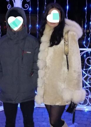 Шуба мутон песець
