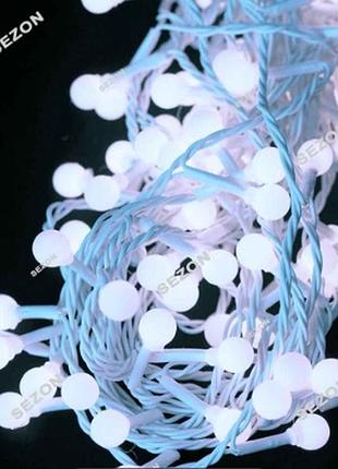 Гирлянда шарики кульки 10 мм 100 led 6м белый провод,  белый цвет