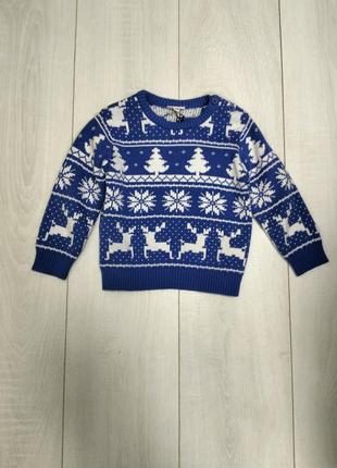 Светр новорічний синій ovs 80см