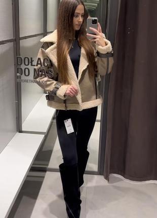 Дубленка zara новая коллекция тренд 2025 оригинал испания4 фото