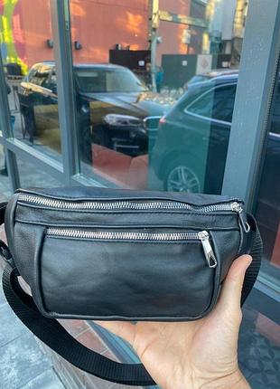 Кожаная поясная сумка бананка / сумка через плечо на пояс / натуральная кожа левов