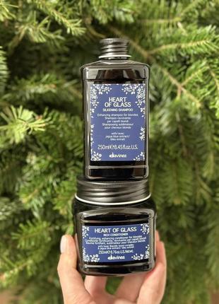 Набір davines heart of glass duo шампунь та кондиціонер для догляду за блондом з антижовтим пігментом