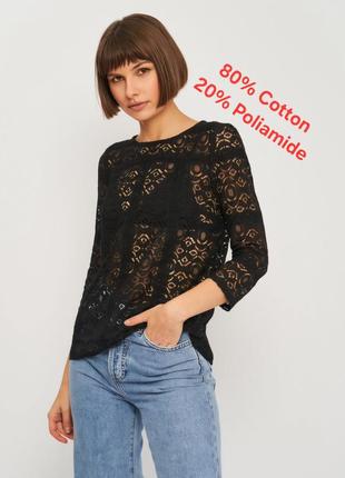 Шикарная ажурная блузка чёрного цвета колаборация sezane & la redoute made in romania