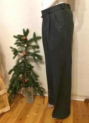 Женские зимние шерстяные широкие брюки со стрелками и защипами деловой стиль