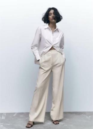 Штани , брюки zara молочні , широкі ,розмір xs