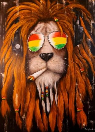 Картина маслом " gangster lion" 70x90см
