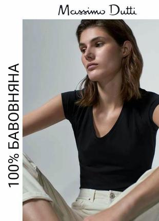 Испания, бренд massimo dutti, женская хлопковая футболка топ в темно синем цвете.